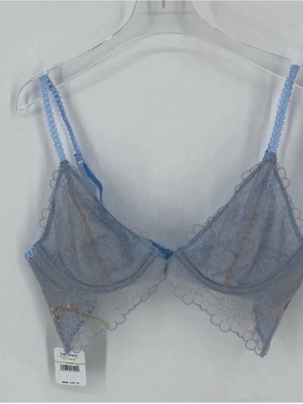 Free People Sheer Lace Bralette in Light Blue